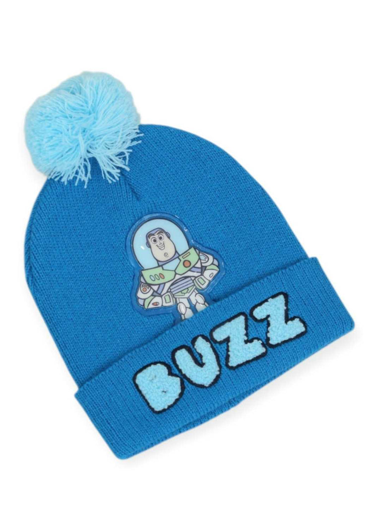 Yellow Bee Boy's Disney Buzz Lightyear Pom Pom Winter Hats- Navy Blue-Showing Design