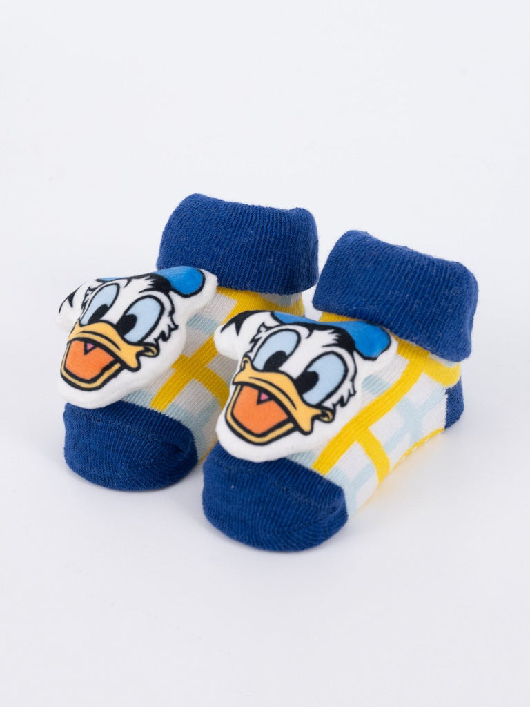 Yellow Bee Boy's Disney Donald Duck Face 3D Socks-Angle View