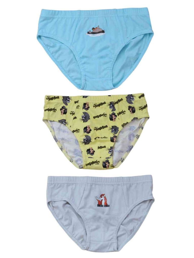 Yellow Bee Boy's Disney Jungle Book Cotton Underwear Briefs – Multicolor, 3-Pack- Full Front View