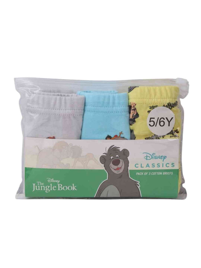 Yellow Bee Boy's Disney Jungle Book Cotton Underwear Briefs – Multicolor, 3-Pack- Front View