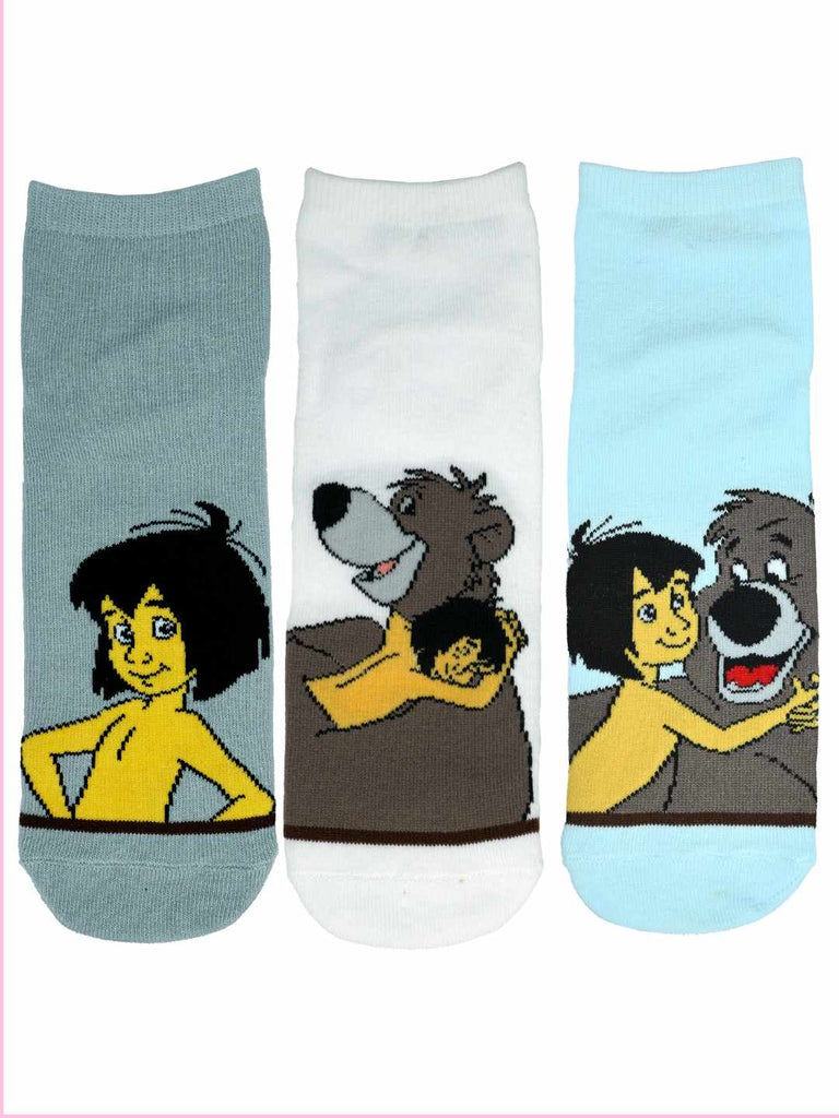 Yellow Bee Boy's Disney Jungle Book Mowgli Design Cotton Socks - Multi- Front View