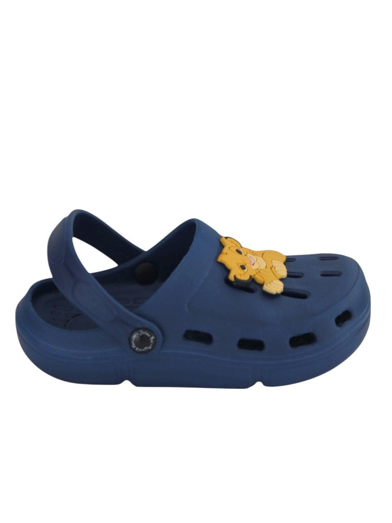 Yellow Bee Boys’ Disney Lion King Simba Clogs with Cute Paw Pose Charms – Navy Blue - Side View