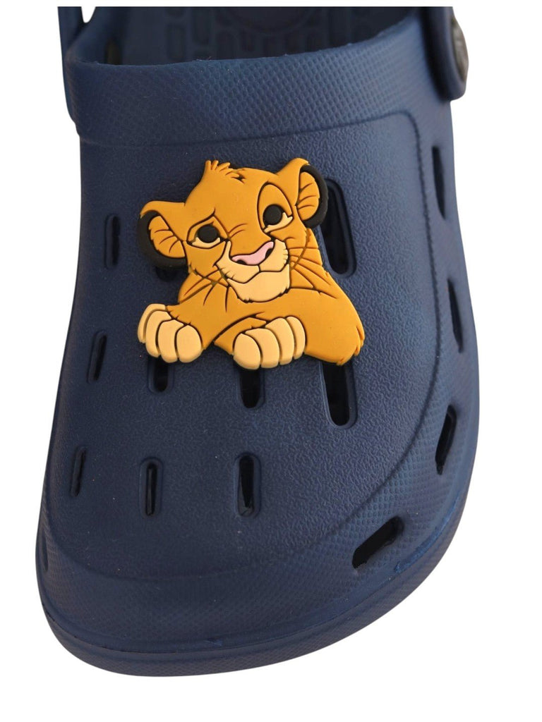 Yellow Bee Boys’ Disney Lion King Simba Clogs with Cute Paw Pose Charms – Navy Blue - Zoom View