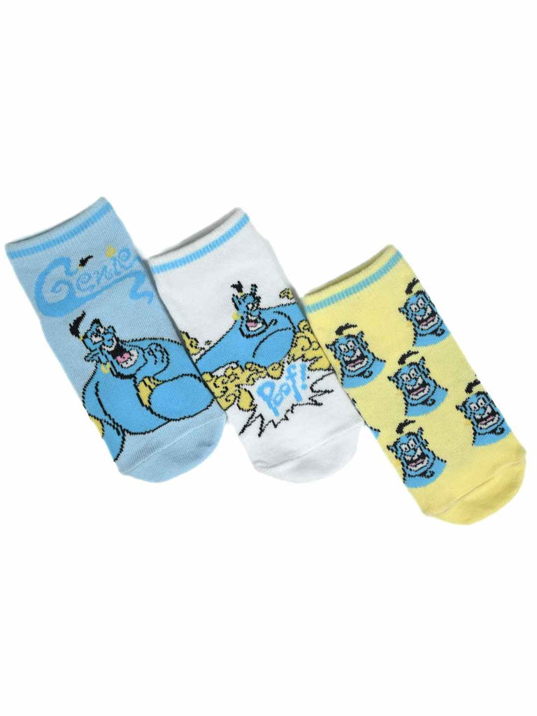 Yellow Bee Boy's Disney Magical Aladdin’s Genie Socks - Pack of 3 - Front View