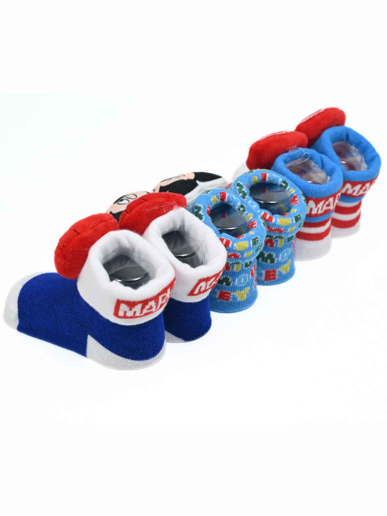 Yellow Bee Boy's Disney & Marvel Adventure Spider-Man, Captain America & Mickey Socks- Blue & Red - Back View