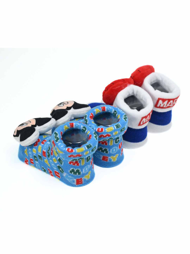 Yellow Bee Boys' Disney & Marvel Superhero Spider-Man and Mickey Mouse Combo Socks – Blue -  Back View