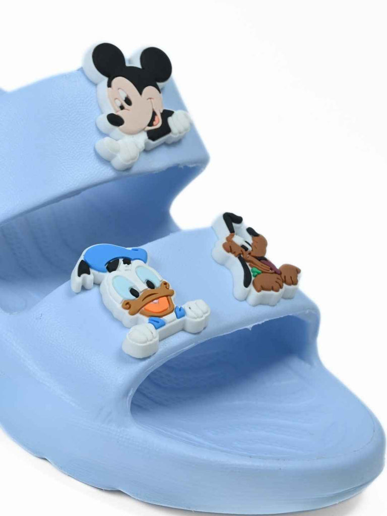 Yellow_Bee_Boys_Light_Blue_Disney_Slides_with_Mickey_Donald_Pluto_Charms_-_Close_Up_View