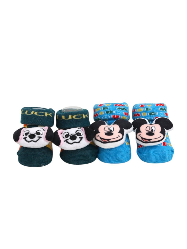 Yellow Bee Boy's Disney Mickey Mouse and 101 Dalmatians Lucky Dog 3D Socks Combo- Front View