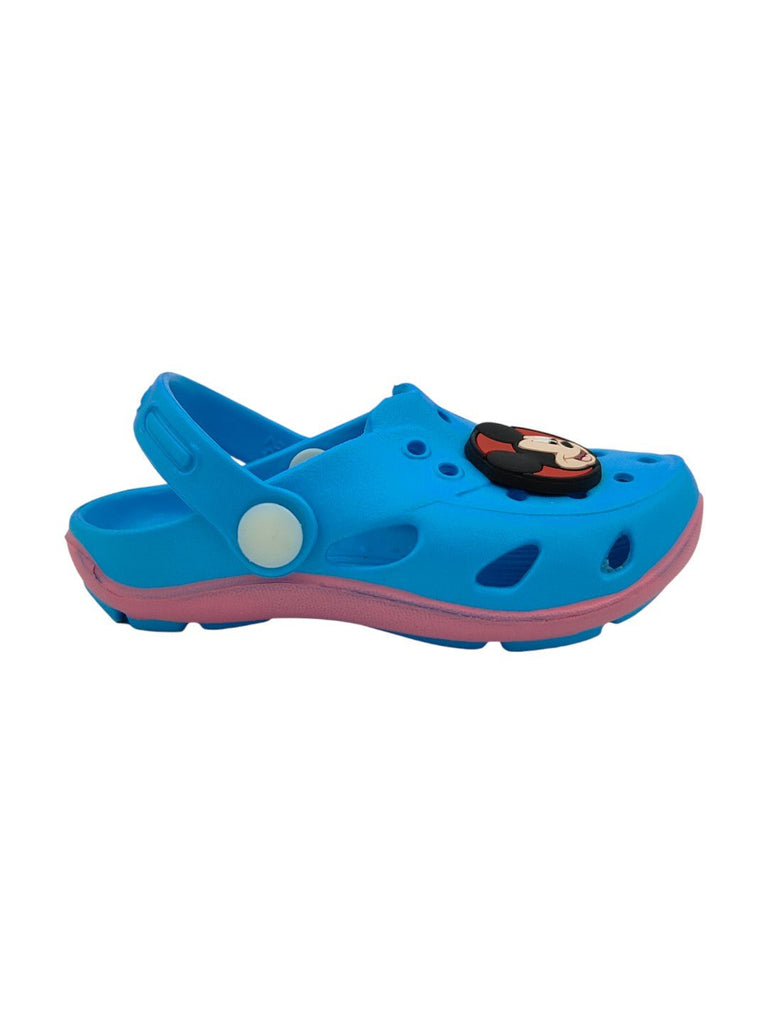 Yellow Bee Boy's Disney Mickey Mouse Charm Clogs– Blue-Side View
