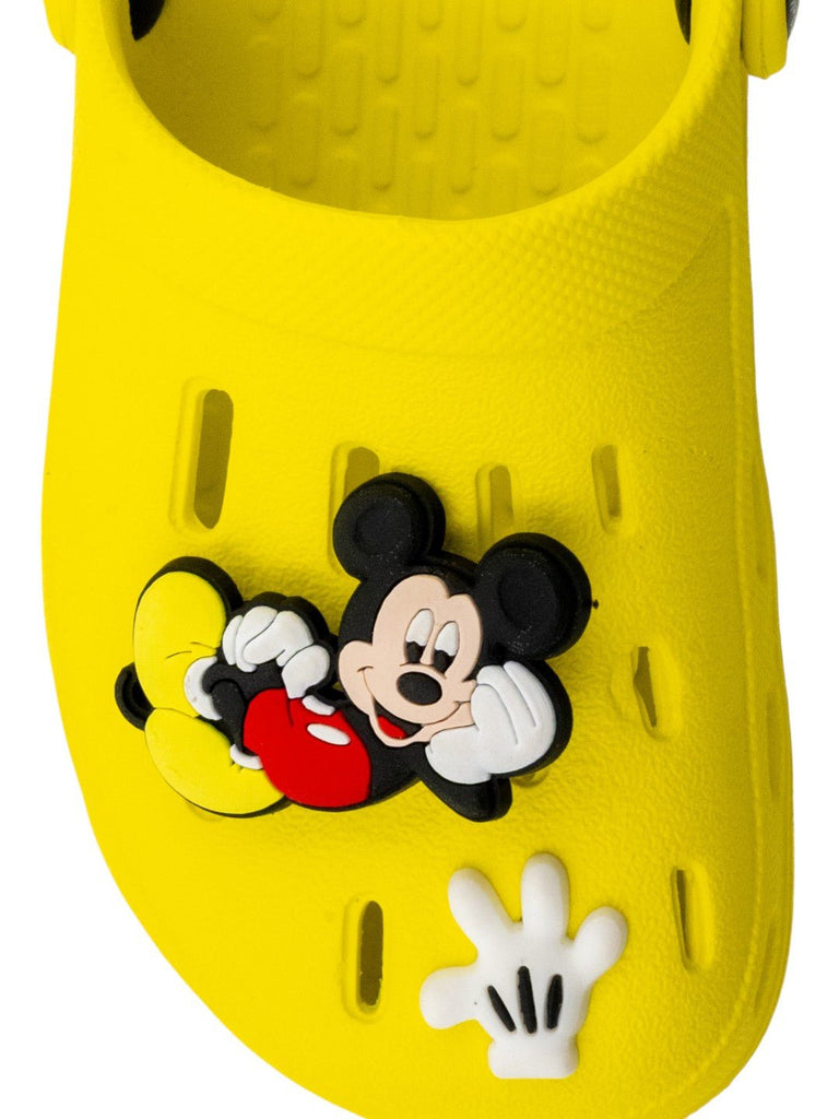 YellowBeeBoys_DisneyMickeyMouseClogswith3DCharacterCharm_Yellow-FrontView