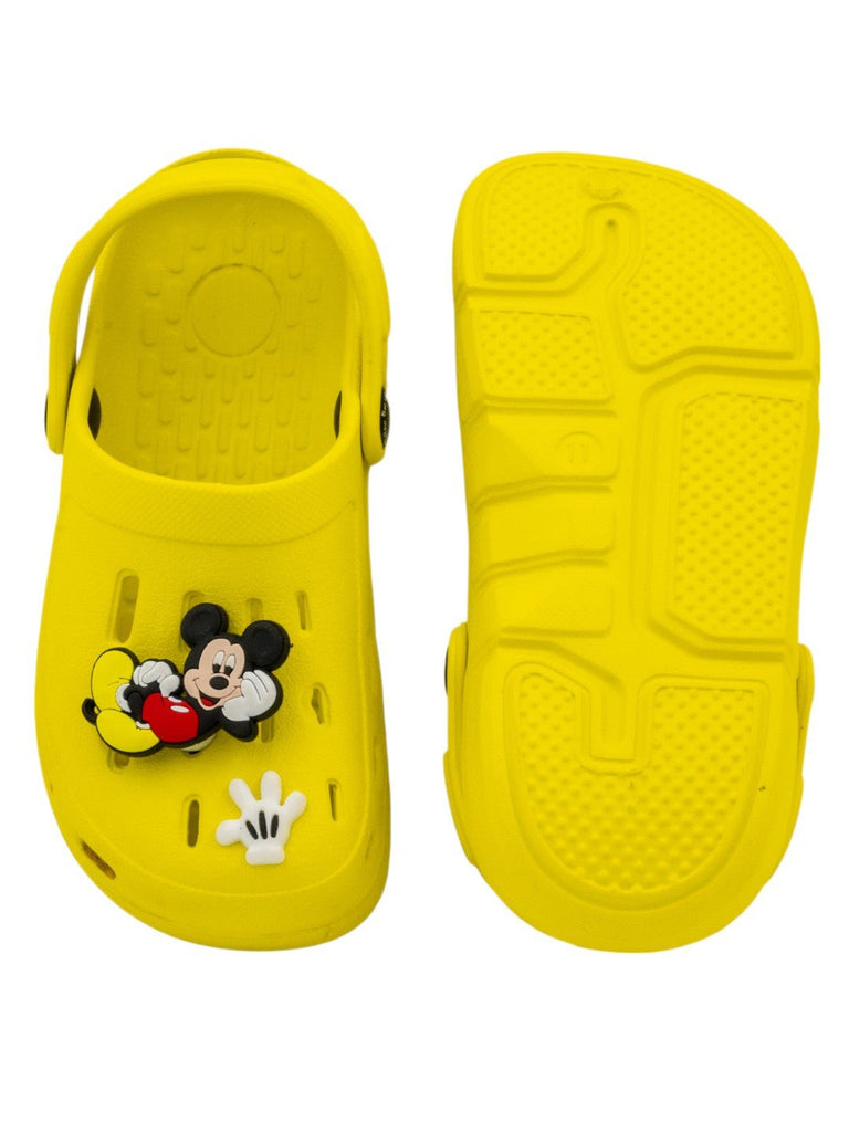 YellowBeeBoys_DisneyMickeyMouseClogswith3DCharacterCharm_Yellow-Front_BackView