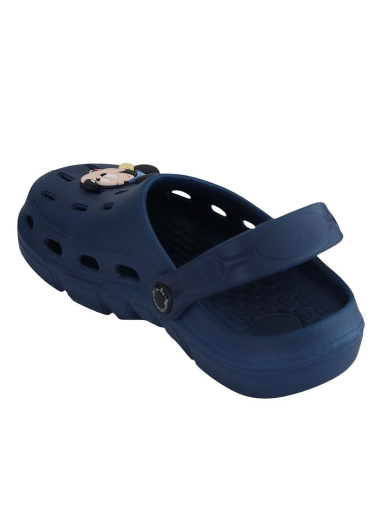 Yellow Bee Boys' Disney Mickey Mouse Clogs with Cap-Wearing Charm- Navy Blue  - Back View