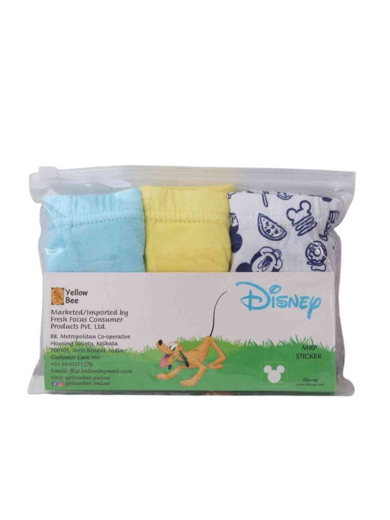 Yellow Bee Boy's Disney Mickey Mouse Cotton Underwear Briefs – Multicolor, 3-Pack- Back View