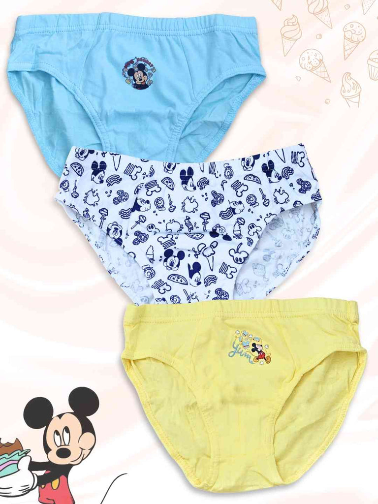 Yellow Bee Boy's Disney Mickey Mouse Cotton Underwear Briefs – Multicolor, 3-Pack- Creative View