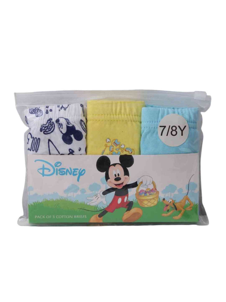 Yellow Bee Boy's Disney Mickey Mouse Cotton Underwear Briefs – Multicolor, 3-Pack- Front View