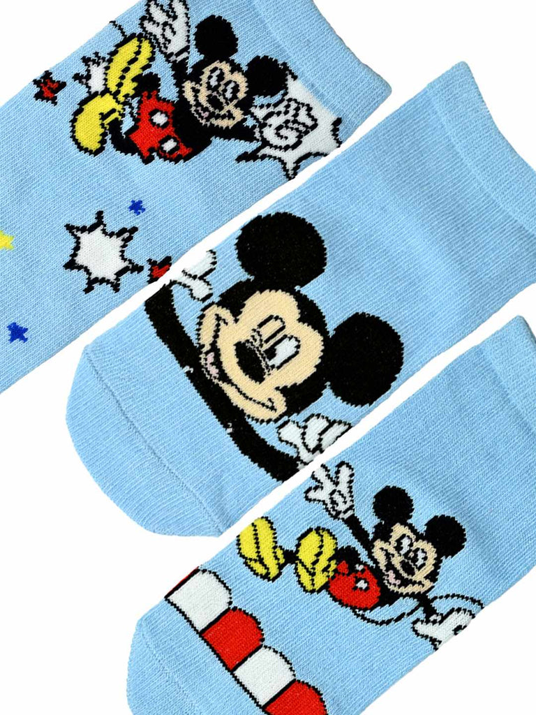 Yellow Bee Boy's  Disney Mickey Mouse Design Cotton Socks – Blue-Close up view