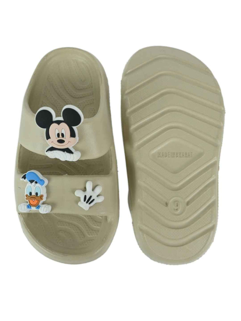 Yellow_Bee_Boys_Disney_Slides_with_Mickey_Donald_Glove_Charms_Cream_-_Top_And_Bottom_View
