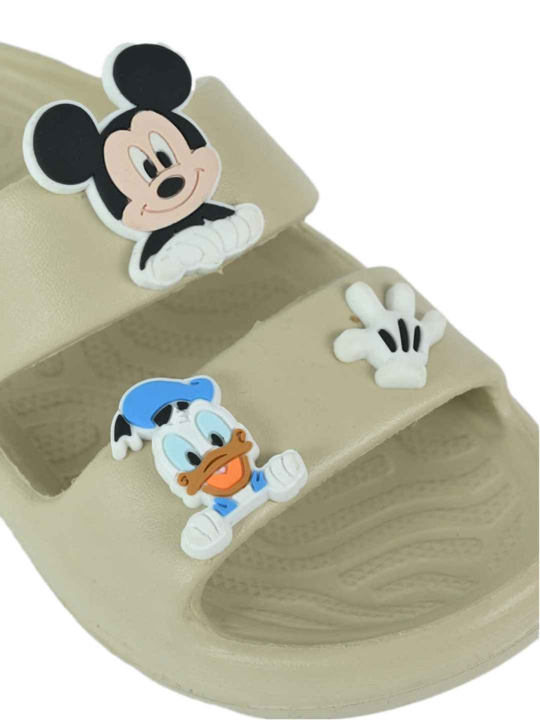 Yellow_Bee_Boys_Disney_Slides_with_Mickey_Donald_Glove_Charms_Cream_-_Close_Up_View