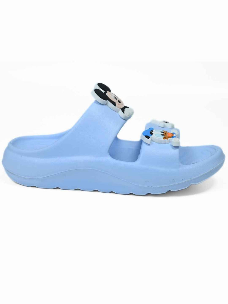 Yellow Bee Boys’ Disney Mickey Mouse, Donald Duck Slides with Glove Charms- Blue-Side View