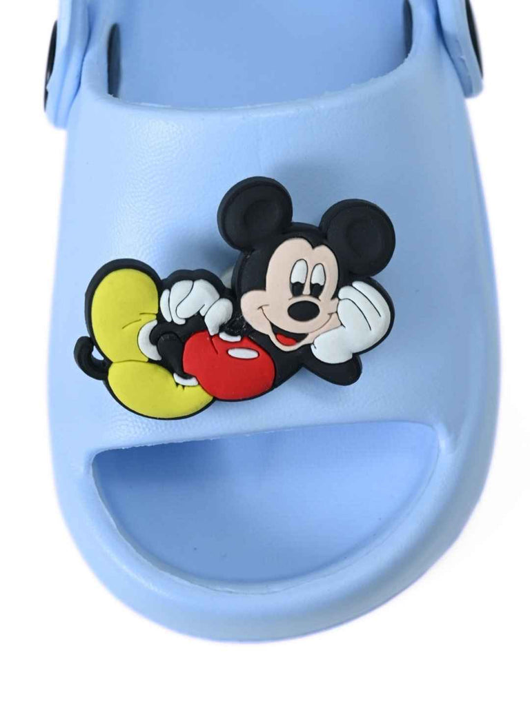 Yellow Bee Boys’ Disney Mickey Mouse Rotating Charms Sandals- Blue- Front View