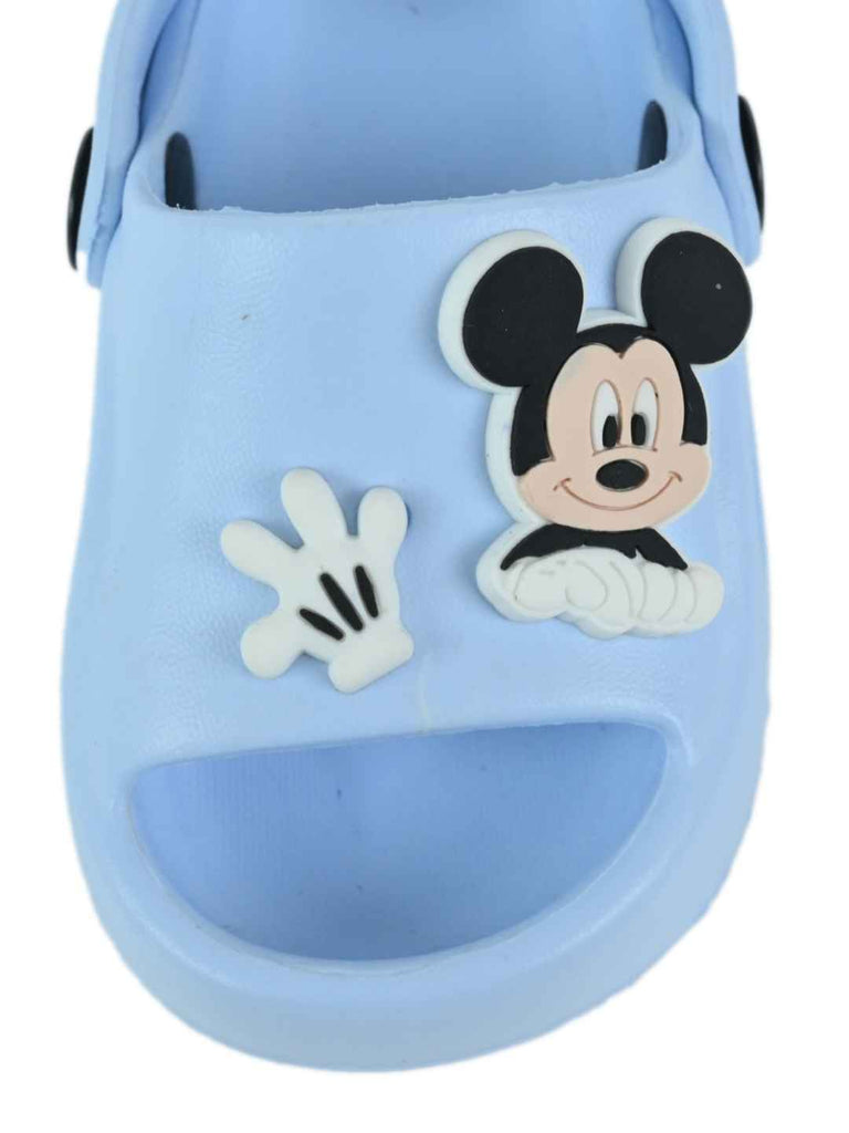 Yellow Bee Boys’ Disney Mickey Mouse Sandals with Glove Charms- Blue-Front View