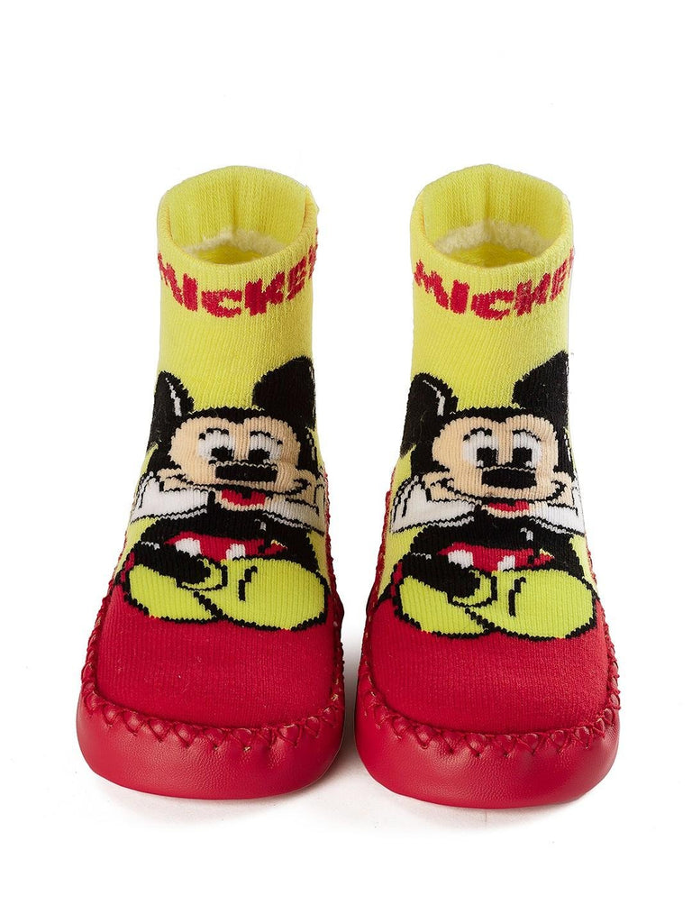 Yellow_Bee_Boys_Disney_Mickey_Mouse_Soft_Leather_Socks_-_Red_Yellow-Full_Front_View_1