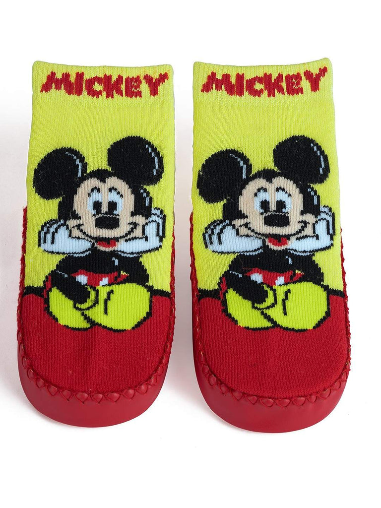 Yellow_Bee_Boys_Disney_Mickey_Mouse_Soft_Leather_Socks_-_Red_Yellow-Front_View_1