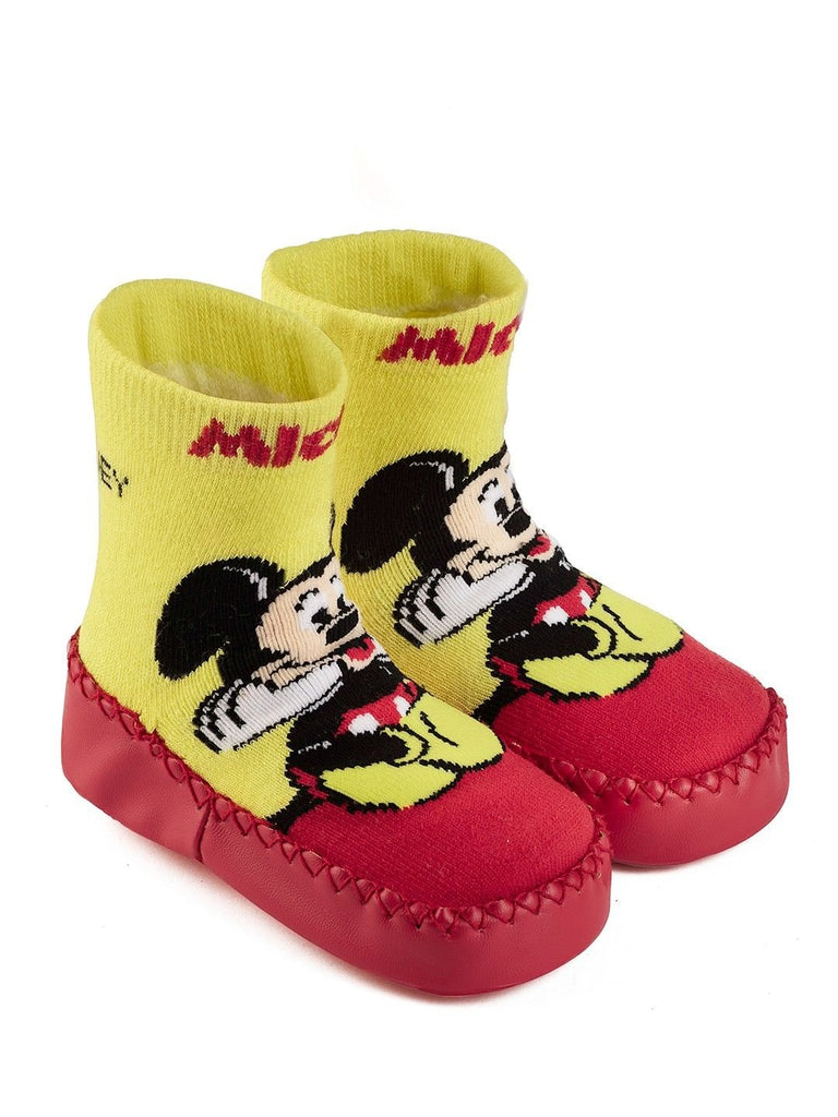 Yellow_Bee_Boys_Disney_Mickey_Mouse_Soft_Leather_Socks_-_Red_Yellow-Side_View_1