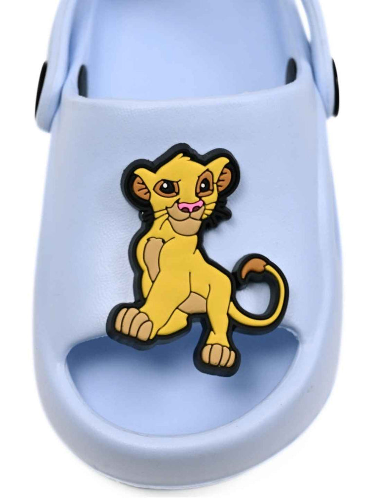 Yellow Bee Boys' Disney The Lion King Sandals – Simba in Action Pose, Blue- Front View