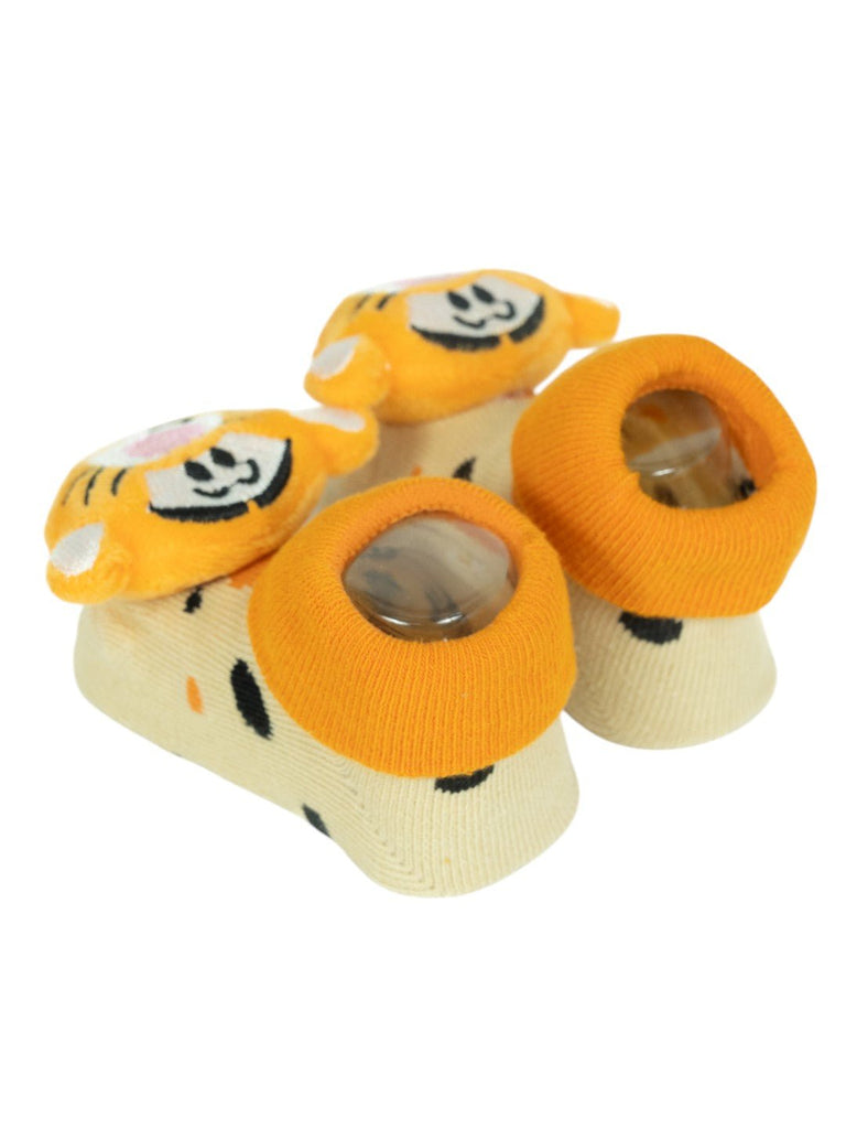 Yellow Bee Boy's Disney Tigger Face 3D Socks- Orange-Back View