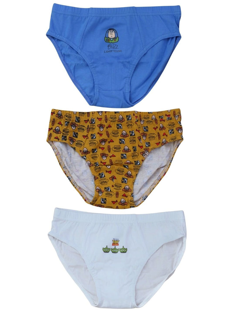 Yellow Bee Boy's Disney Toy Story Cotton Underwear Briefs – Multicolor, 3-Pack- Full Front View