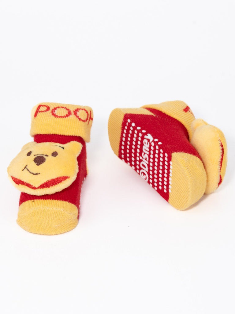 Yellow Bee Boy's Disney Winnie the Pooh Face 3D Socks-Front & back Socks