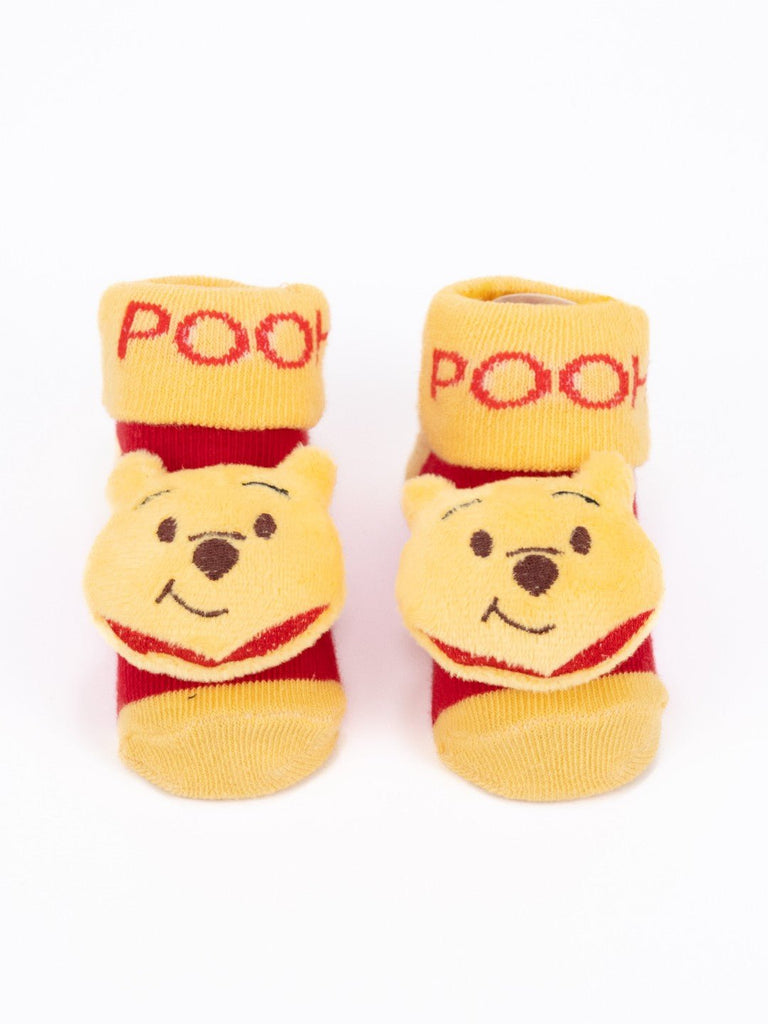 Yellow Bee Boy's Disney Winnie the Pooh Face 3D Socks-Full Front View