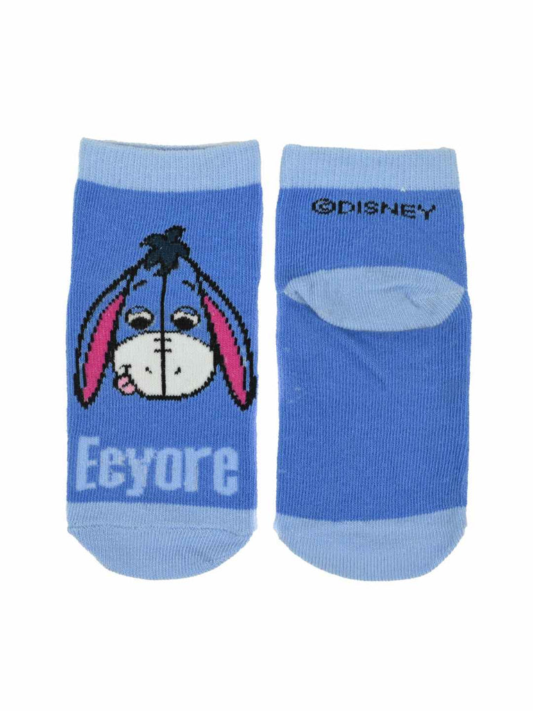 Yellow Bee Boy's Disney Eeyore Cartoon Design Socks– Pack of 3- Front & Back View