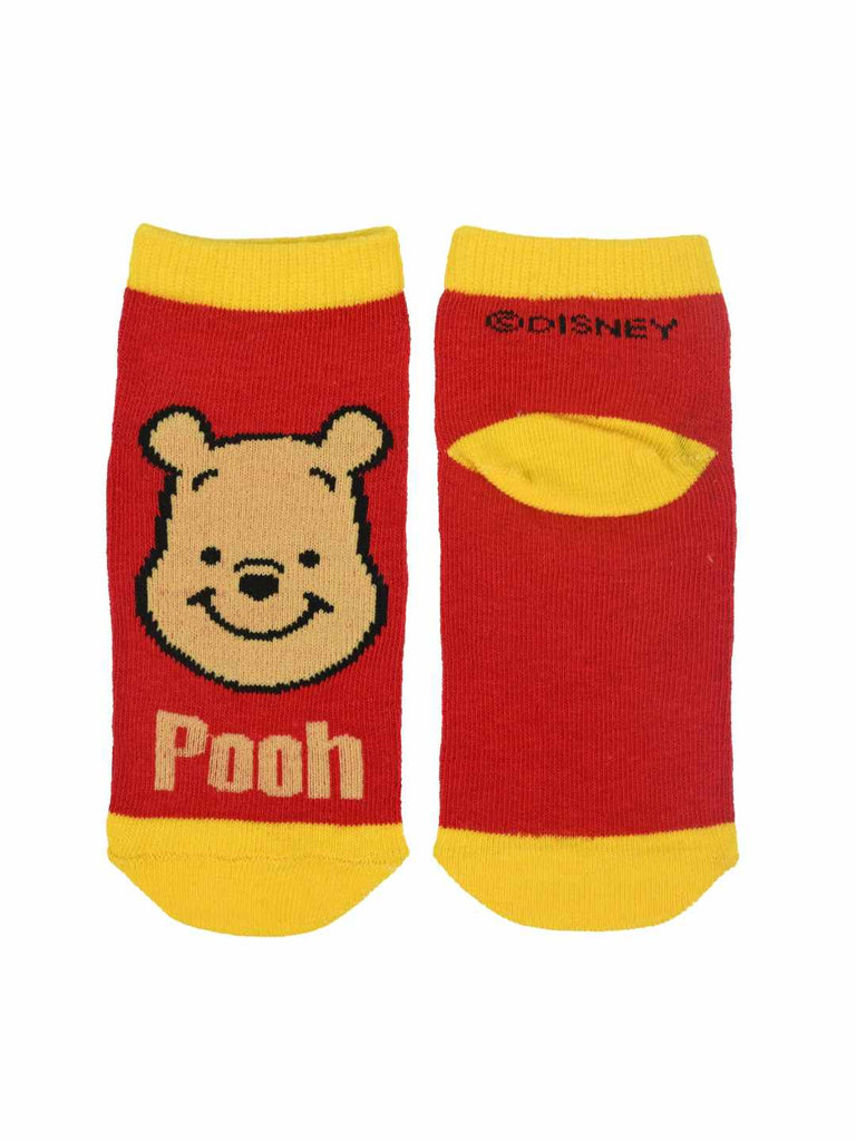 Yellow Bee Boy's Disney Winnie the Pooh Cartoon Design Socks– Pack of 3 - Front & Back View