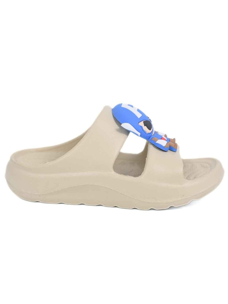 Yellow Bee Boy's Marvel Captain America Cartoon Fun & Stylish Slides - Beige-Side View