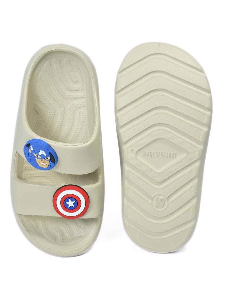 Yellow_Bee_Boys_Marvel_Captain_America_Slides_with_Face_Shield_Charms_Cream_-_Top_And_Bottom_View