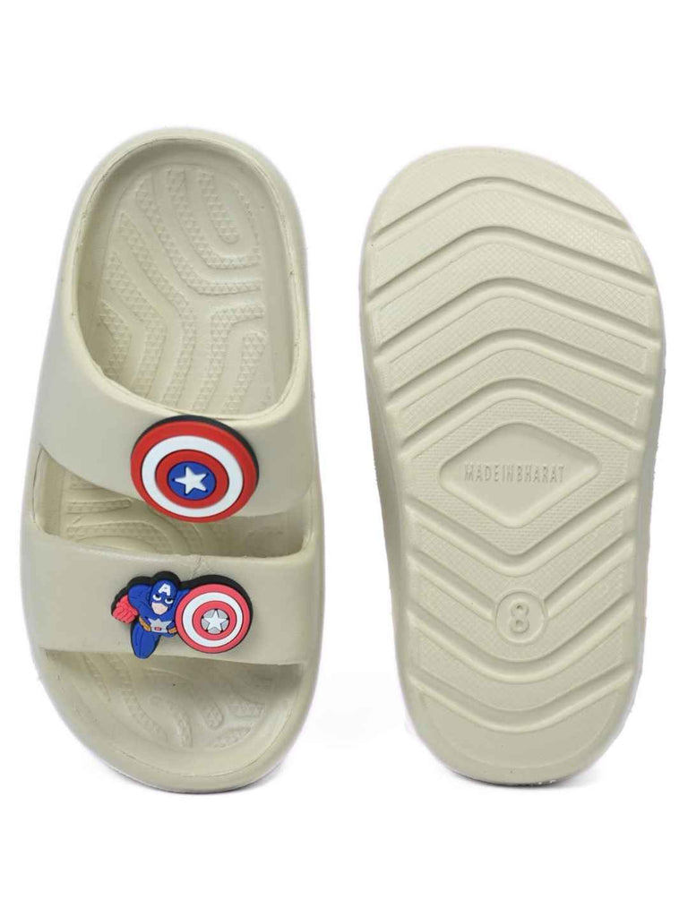 Yellow_Bee_Boys_Marvel_Captain_America_Slides_with_Hero_Shield_Charms_Cream_-_Top_And_Bottom_View