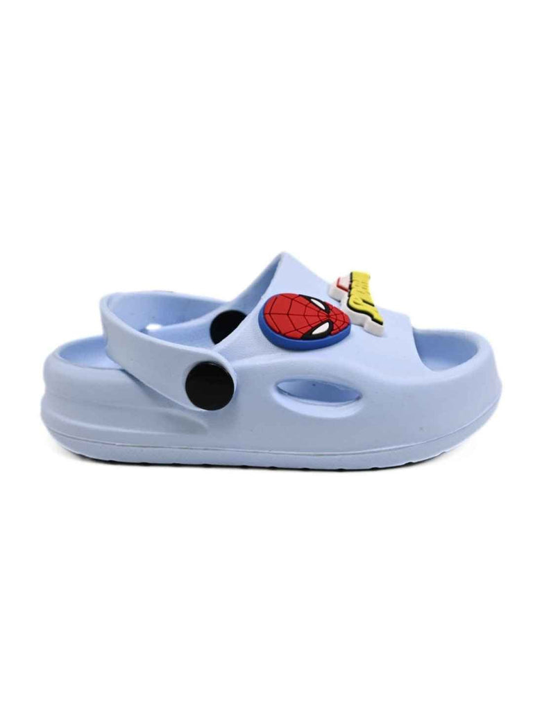 Yellow Bee Boy's Marvel Sandals with 3D Spider man Charm- Blue-Side View-1