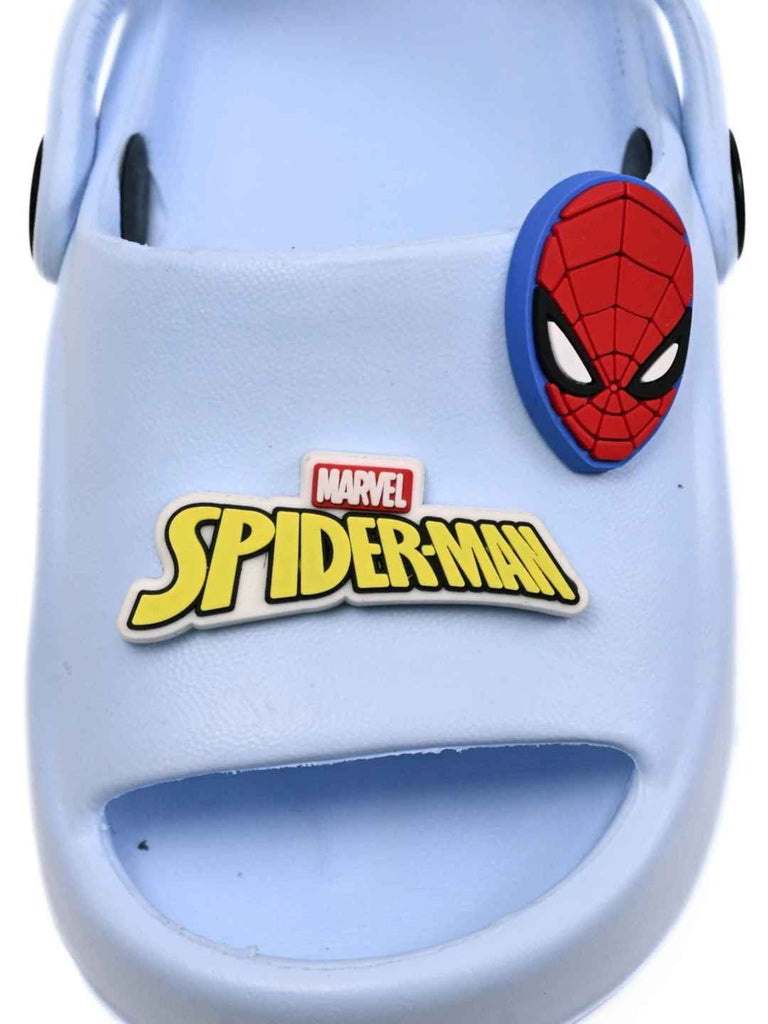 Yellow Bee Boy's Marvel Sandals with 3D Spider man Charm- Blue-Front View-1