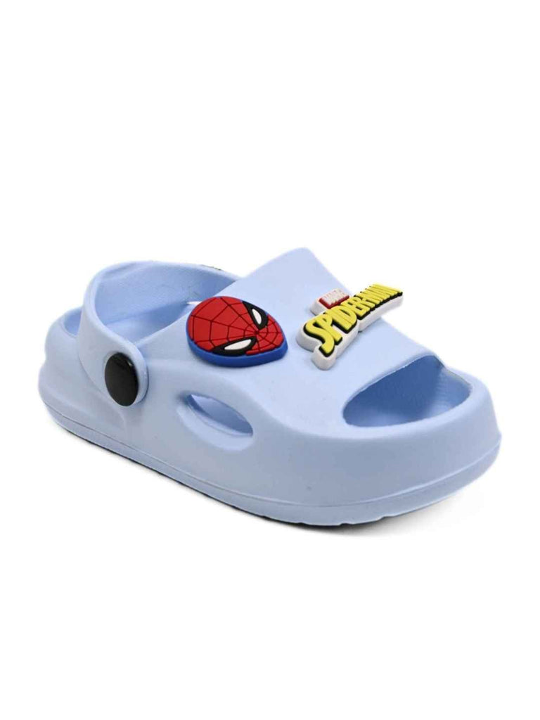 Yellow Bee Boy's Marvel Sandals with 3D Spider man Charm- Blue-Angle View-1