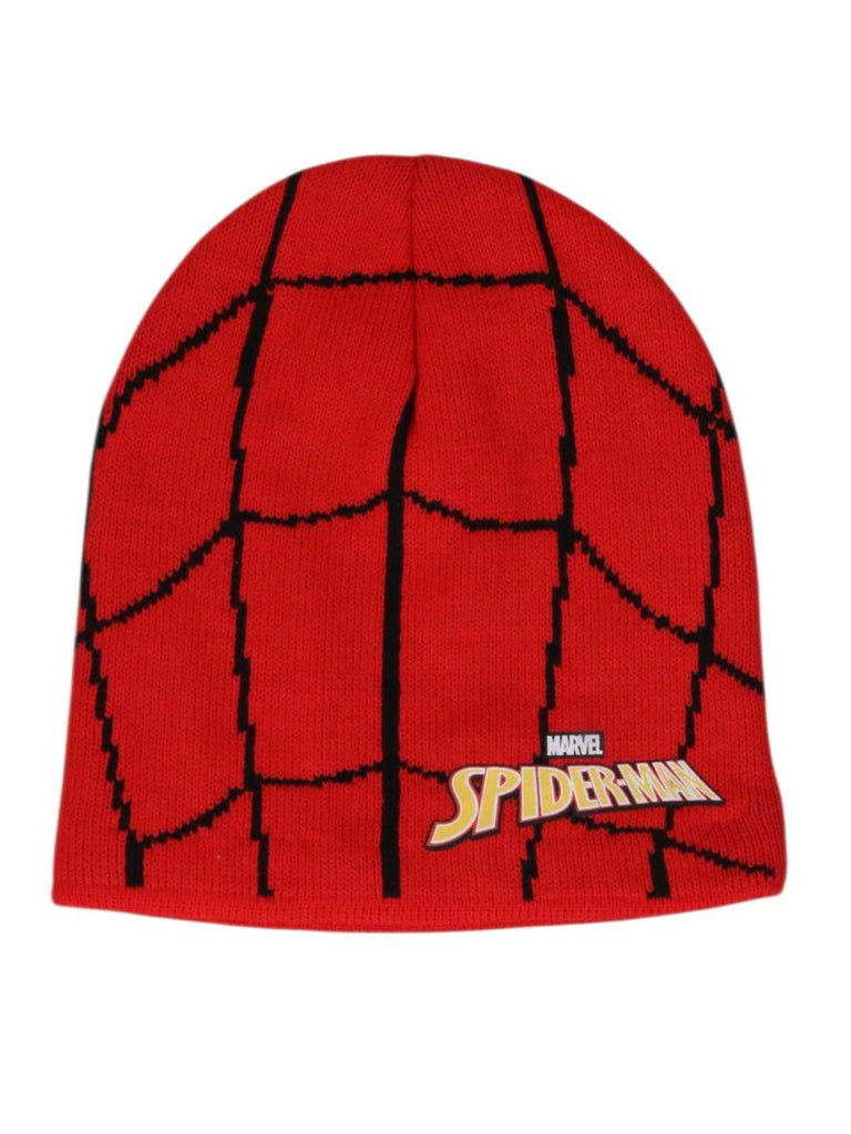 Yellow Bee Boy's Marvel Spider Man 3D Motion Effect Patch Winter Hat- Red & Black-Back View