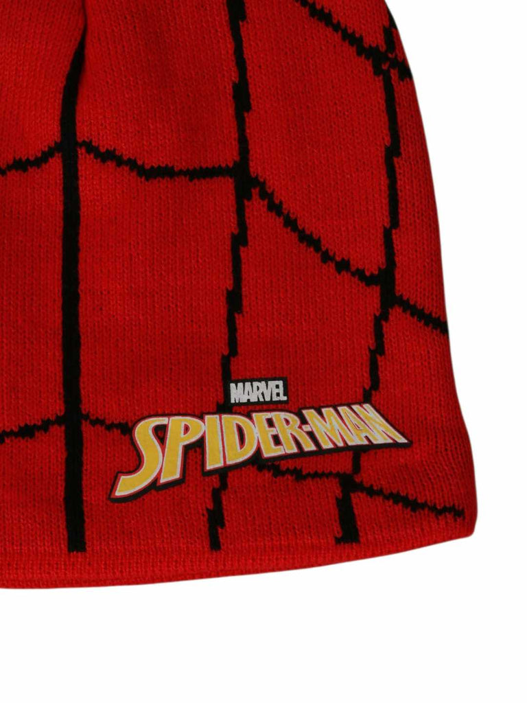 Yellow Bee Boy's Marvel Spider Man 3D Motion Effect Patch Winter Hat- Red & Black- Showing Design
