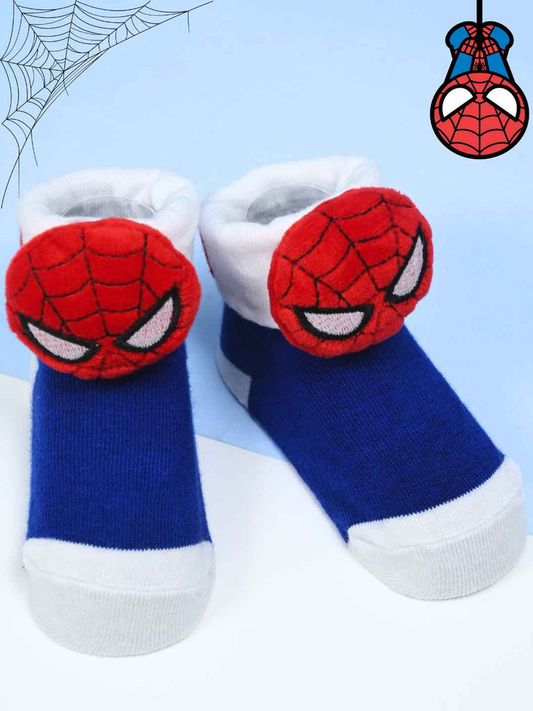 Yellow Bee Boy's Marvel Spider-Man Adventure Socks – Blue & White - Creative View
