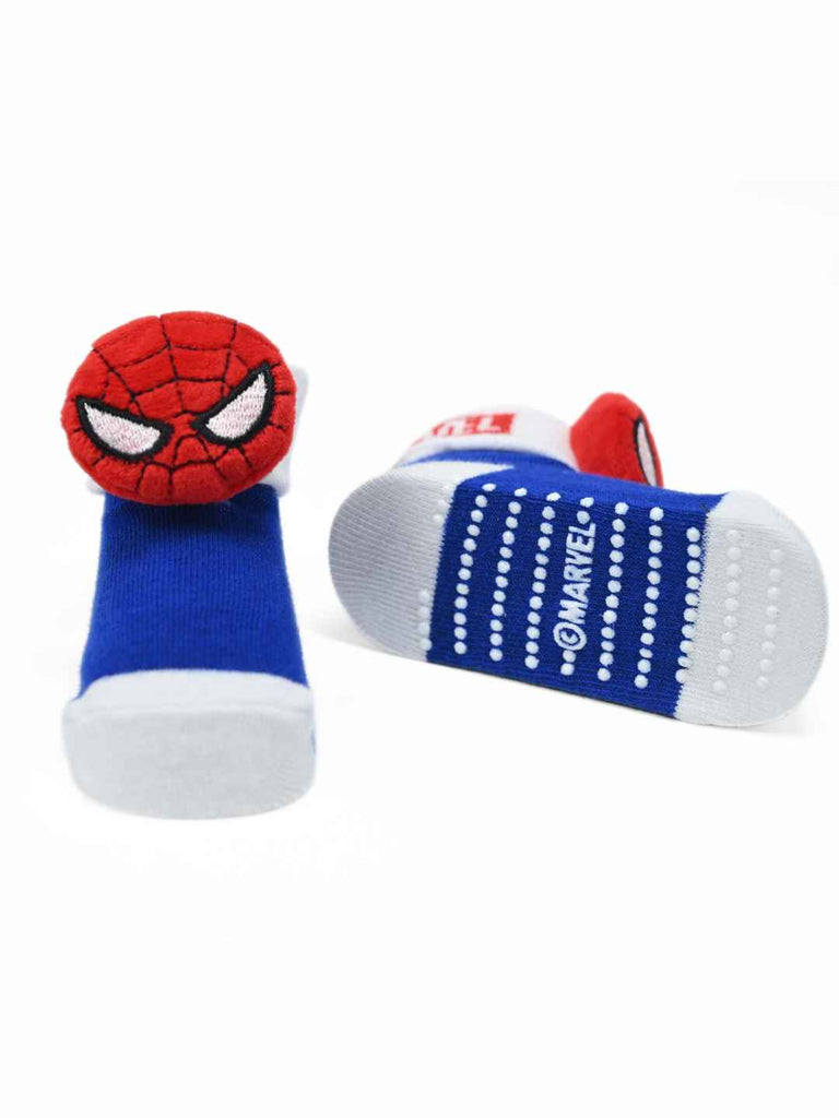 Yellow_Bee_Boy_s_Marvel_Spider-Man_Adventure_Socks_Blue_White_-_Front & Back View
