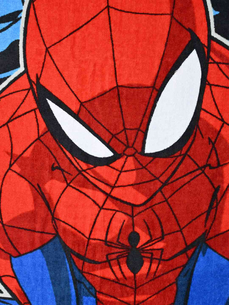 Yellow Bee Boy's Marvel Spider-Man Bath Towel With Superhero Design (500GSM) - Red & Blue, 34 X 64 inches- Close up view