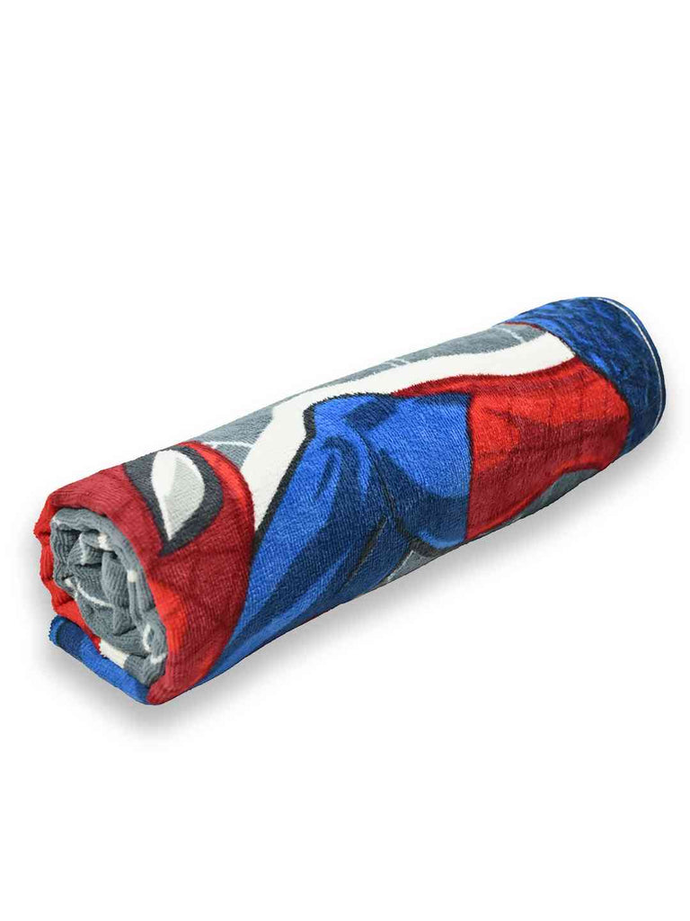 Yellow Bee Boy's Marvel Spider-Man Bath Towel With The Swinging Hero Mode (300 GSM) - Red & Blue, 28Inches X 58Inches- Folding View
