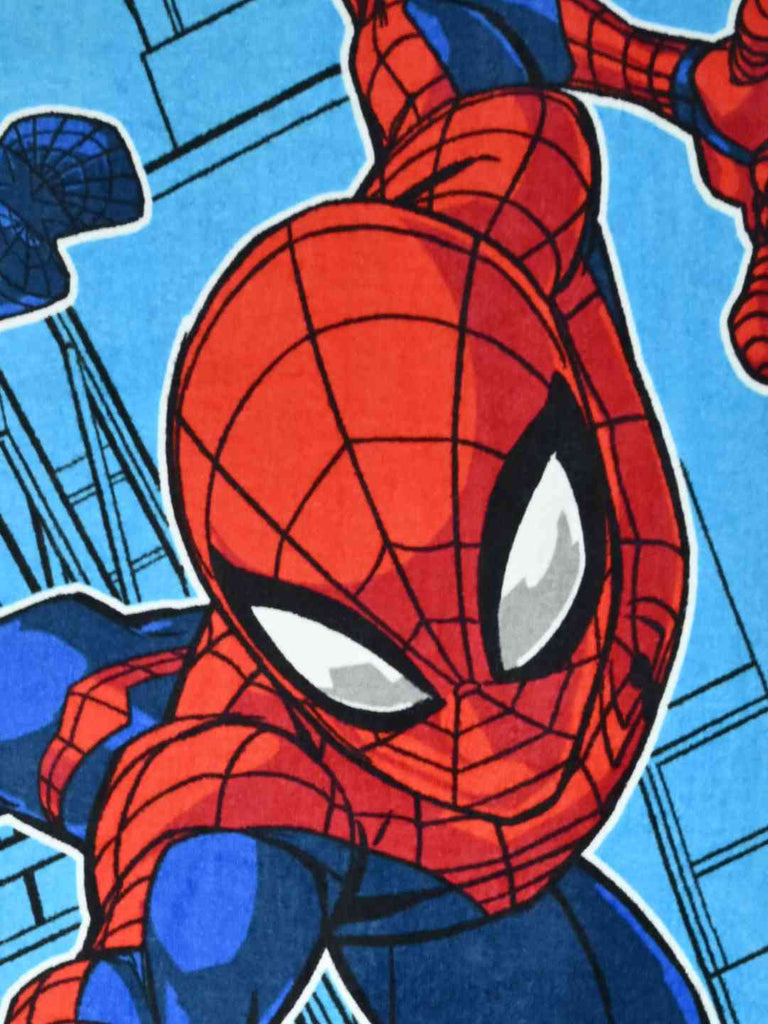 Yellow Bee Boy's Marvel Spider-Man Bath Towel With Web Slinger Design (300 GSM) - Blue & Red, 28 X 58 Inches- Close up view