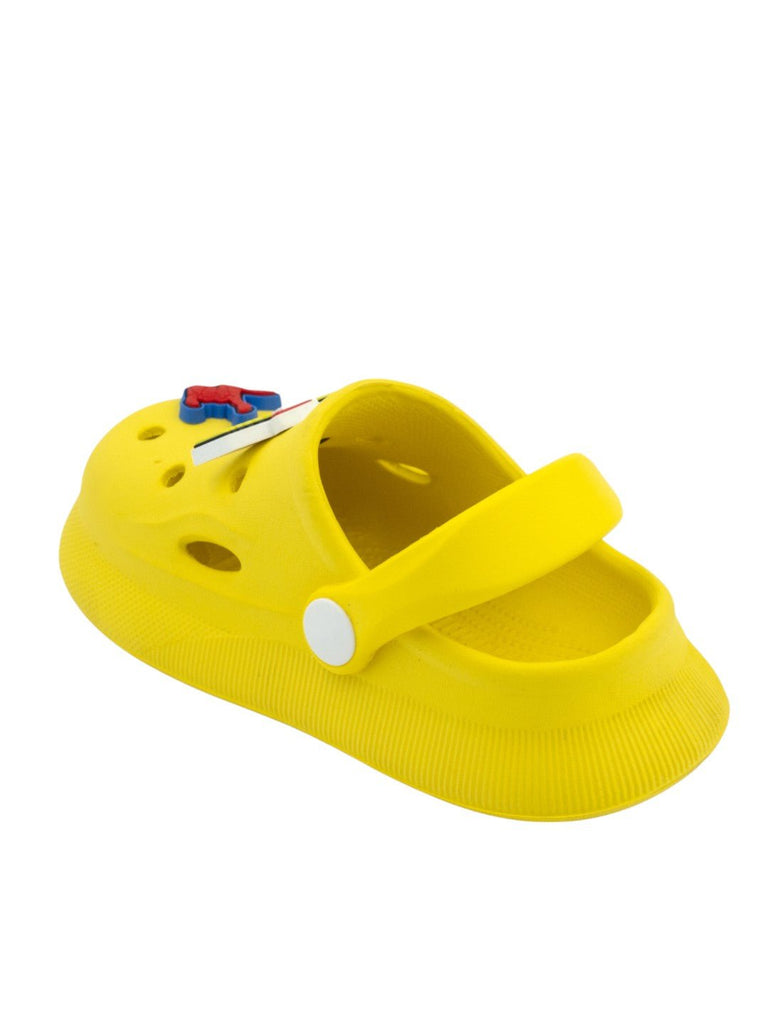 Yellow Bee Boys’ Marvel Spider-Man Clogs with 3D Face, Web Gesture & Logo Charms – Yellow-Back View