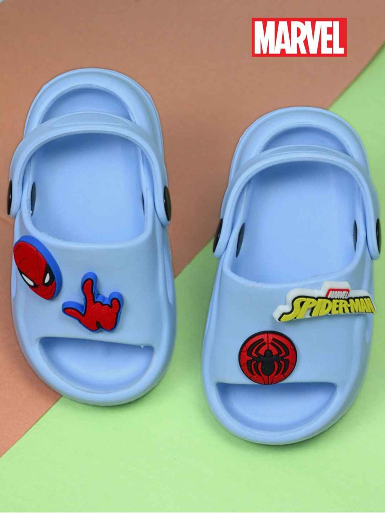 Yellow_Bee_Boys_Marvel_Spider_Man_EVA_Sandals_with_Superhero_Emblem_Charms_Blue_-_Creative_View